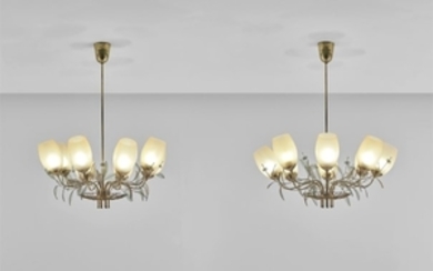 Paavo Tynell, Pair of eight-armed ceiling lights, model no. 9029/8, from the 'Concerto' series