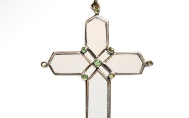 Post Medieval Silver and Crystal Cross Pendant with