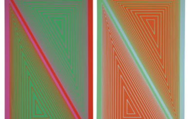 RICHARD ANUSZKIEWICZ (B. 1930), Triangulated Green & Triangulated Orange (Two Works)