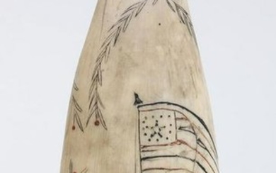 Scrimshaw whale's tooth