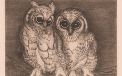 Sheila McGinnis Signed Etching [Owls]