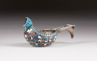 A SILVER AND CLOISONNÉ ENAMEL KOVSH Russian, Moscow