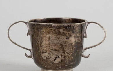 A silver two-handled toy cup, maker's mark only struck