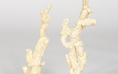 Two, Chinese Carved White Coral Meiren Figures