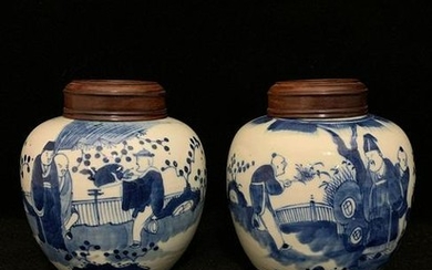 Two Chinese Porcelain Blue and White Jars