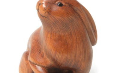 A wood netsuke of a hare
