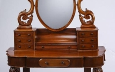 19th c. Victorian mahogany dressing table, 58"h