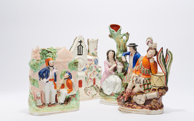 AN ASSEMBLED GROUP OF STAFFORDSHIRE FIGURES