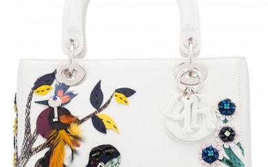 58055: Christian Dior White Leather Bird, Frog & Bee Be