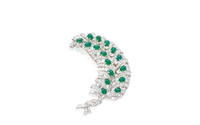 Emerald and Diamond Clip-Brooch, France