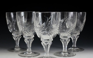 5pc Royal Leerdam Crystal Water Goblet Glasses 6 1/2in. Princess Astrid Pattern