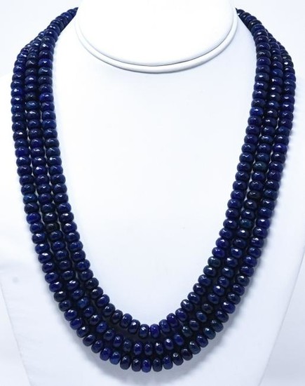 600 Carat Faceted Blue Sapphire Bead Necklace