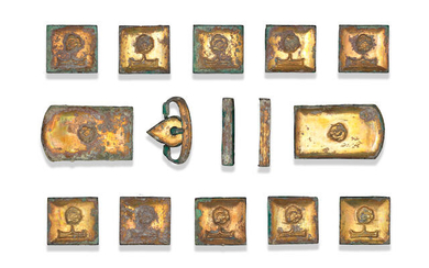 A set of gilt-bronze belt plaques