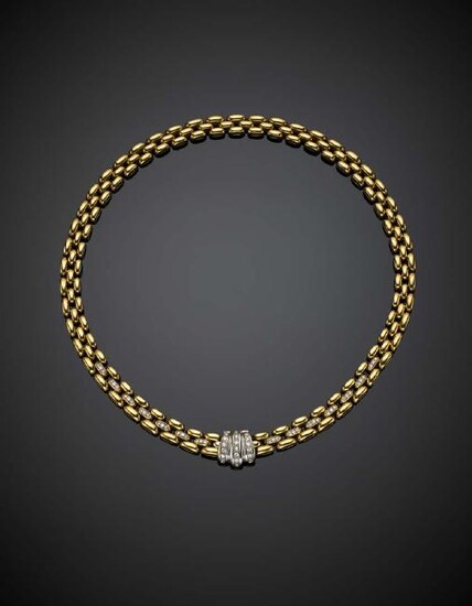FIPA Yellow gold modular chain necklace accented with