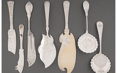 74255: Seven American Silver Flatware Serving Pieces by