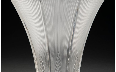 79455: R. Lalique Clear and Frosted Glass Epis Vase, ci