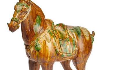 A sancai-glazed pottery model of a horse