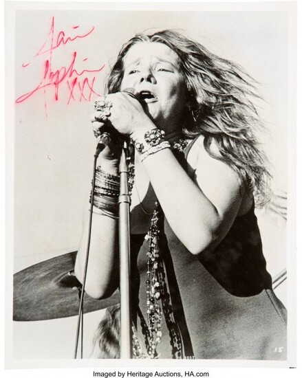 89255: Janis Joplin Signed and Inscribed Black and Whit