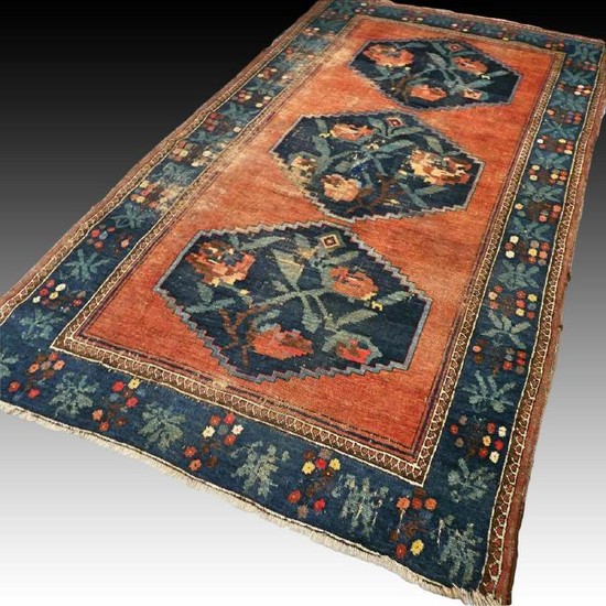 Rare early 1800s flower design Caucasian Karabagh rug