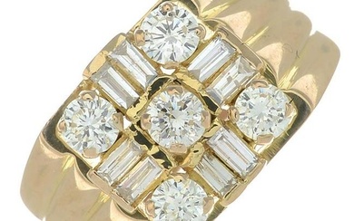A 14ct gold vari-cut diamond dress ring.Estimated total