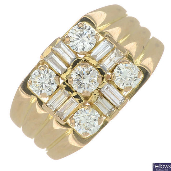 A 14ct gold vari-cut diamond dress ring.