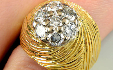 A 1970s 18ct gold brilliant-cut diamond cluster ring, by Kutchinsky.