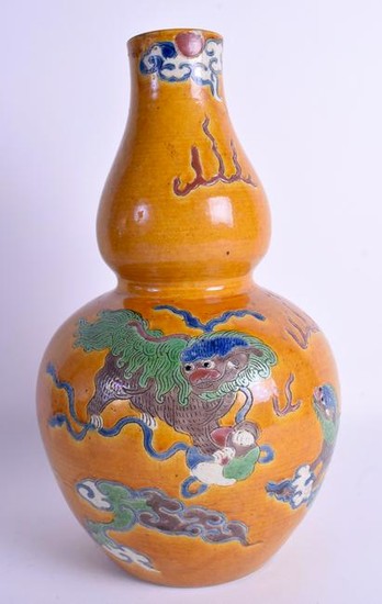 A 19TH CENTURY CHINESE SANCAI GLAZED POTTERY DOUBLE
