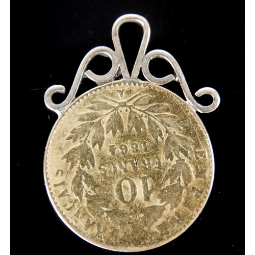 A 19TH CENTURY FRENCH 22CT GOLD TEN FRANC COIN PENDANT Dated...