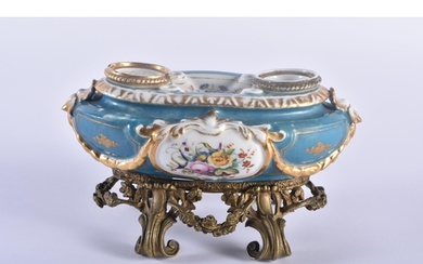 A 19TH CENTURY FRENCH PARIS SEVRES TYPE PORCELAIN INKWELL up...