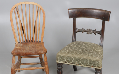 A 19TH CENTURY PINE AND ASH KITCHEN CHAIR.