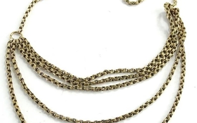 A 9ct gold necklace, with five row graduated necklace...