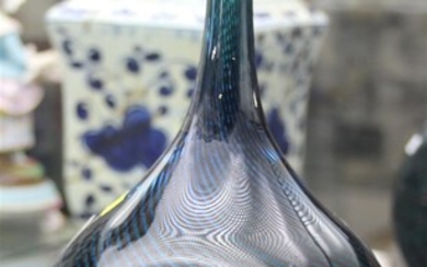 A BLUE ART GLASS VASE