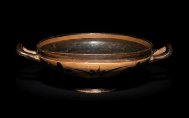 A Boeotian Black-Painted Kylix Height 3 x width 7 1/4