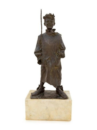 A Bronze Figure of a Boy Height of figure 17 1/2