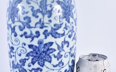 A CHINESE BLUE AND WHITE PORCELAIN VASE possibly 19th century, bearing Yongzheng marks to base, pain