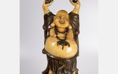 A Chinese Carved Hardwood Buddha