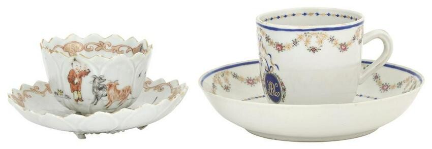 A Chinese Export Porcelain Coffee Cup and Saucer 18th