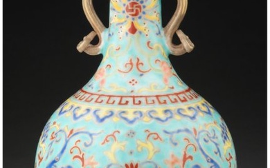 78055: A Chinese Yangcai Porcelain Vase Marks: six-char