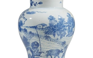 A Chinese blue and white porcelain baluster jar, Late