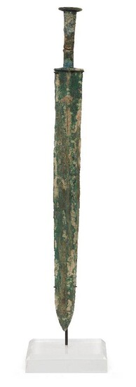 A Chinese bronze sword, jian, Warring States period, with tapered...