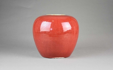A Chinese copper red glazed jar, Qing Dynasty