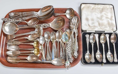 A Collection of Assorted Silver and Silver Plate Flatware, various...