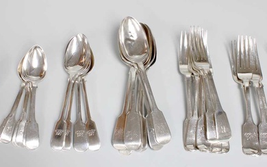 A Collection of George IV and Later Silver Flatware, most...