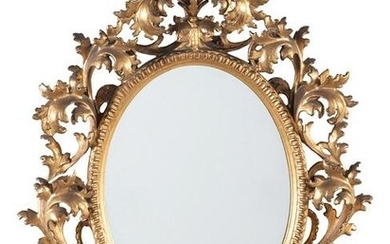 A Continental Baroque Style Giltwood Mirror