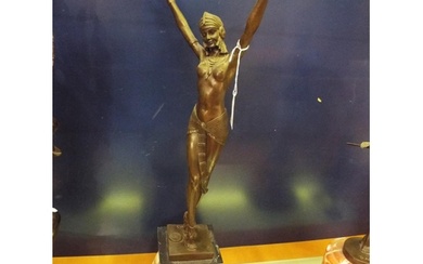 A D H Chlupnis bronze figurine of an art deco dancer resting...