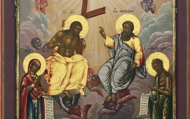 A DATED ICON SHOWING THE NEW TESTAMENT TRINITY