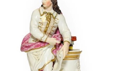A Derby Porcelain Figure of Milton, circa 1780, standing holding...