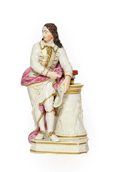 A Derby Porcelain Figure of Milton, circa 1780, standing holding...