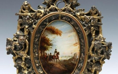 A FINELY FRAMED 19TH C. EGLOMISE PAINTING OF NAPOLEON