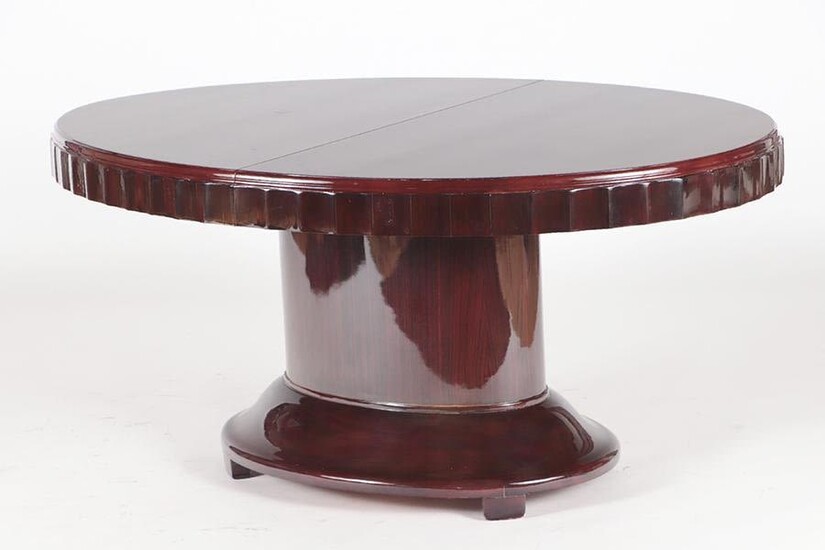 A FRENCH MAHOGANY PEDESTAL DINING TABLE 1930